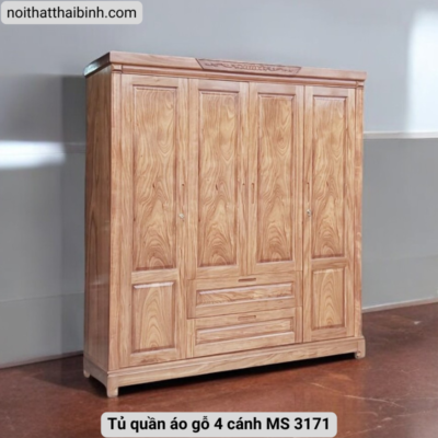 Tủ quần áo gỗ 4 cánh MS 3171