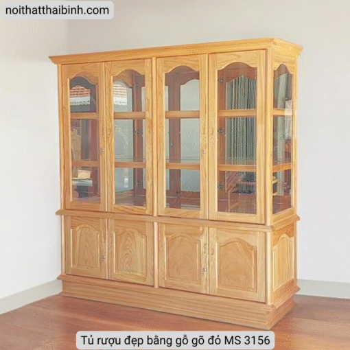 Tủ rượu đẹp bằng gỗ gõ đỏ MS 3156