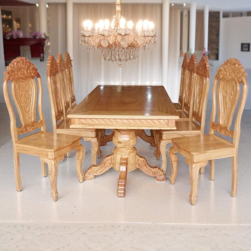 Bộ bàn ăn 8 ghế gỗ gõ đỏ MS 3197 - Hình ảnh 2