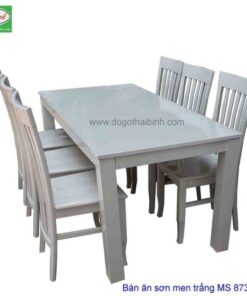 Bàn ăn gỗ sơn men trắng MS 8738-: 9.500.000