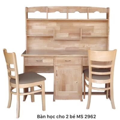 Bàn học cho 2 bé gỗ tự nhiên MS 2962 | GIAO HỎA TỐC TPHCM