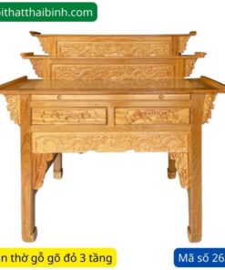 Bàn thờ gỗ gõ đỏ 3 tầng MS 2697 | GIAO HỎA TỐC TPHCM