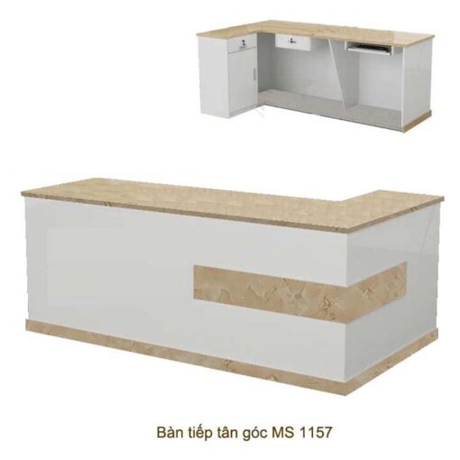 Bàn quầy tiếp tân góc vân đá MS 1157
