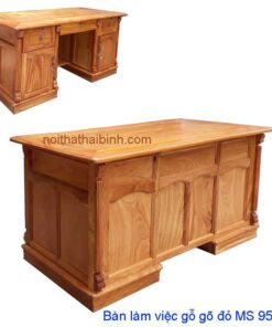 Bàn văn phòng gỗ gõ đỏ MS 9548 Giá 1m6 = 19.500.000 đ - Tặng kính mặt bàn dầy 8 ly