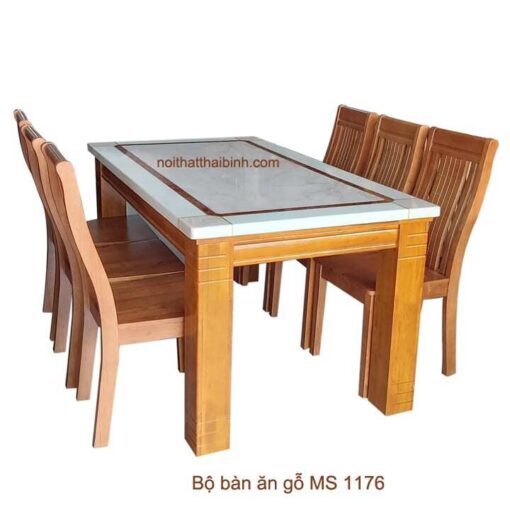 Bộ bàn ăn gỗ 6 ghế mặt đá MS 1176 Giá bán = 11.500.000 đ