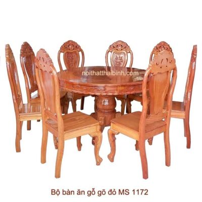 Bộ bàn ăn tròn gỗ gõ đỏ - 8 ghế MS 1172 Giá bán = 41.000.000đ giảm còn= 37.000.000 đ