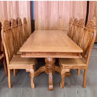 Bộ bàn ăn gỗ gõ đỏ 8 ghế MS 2910
