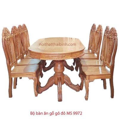 Bộ bàn ăn gỗ gỏ đỏ 8 ghế MS 9972 Giá bán = 32.000.000 đ