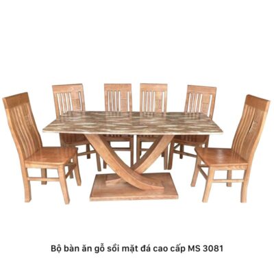 Bộ bàn ăn gỗ sồi mặt đá MS 3081