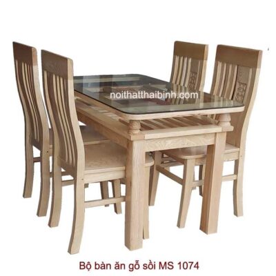 Bộ bàn ăn gỗ sồi 4 ghế MS 1074 Giá bộ= 7,500,000đ giảm còn= 6,500,000đ