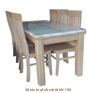 Bộ bàn ăn gỗ sồi mặt đá MS 1182 Giá bán = 12.500.000 đ