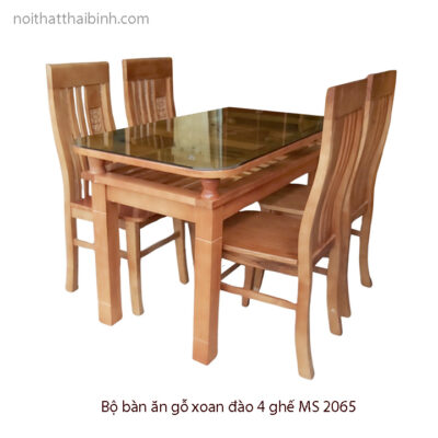 Bộ bàn ăn gỗ xoan đào 4 ghế MS 2065