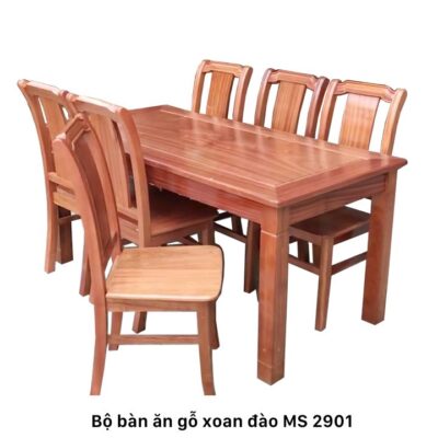 Bộ bàn ăn gỗ xoan đào 6 ghế MS 2901