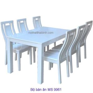 Bộ bàn ăn màu trắng MS 9961 Giá bộ = 10.500.000 đ -Tặng mặt kính bàn dầy 8 ly.