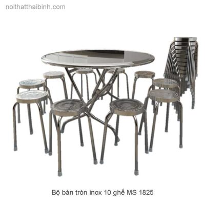 Bộ bàn ghế inox tròn MS 1825