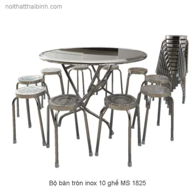 Bộ bàn ghế inox tròn MS 1825