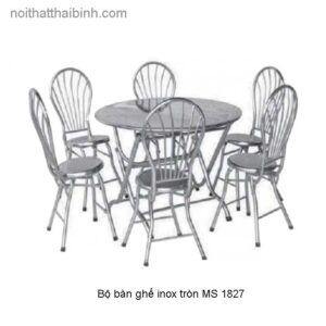 Bộ bàn ghế inox tròn 6 ghế tựa MS 1827
