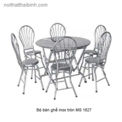 Bộ bàn ghế inox tròn 6 ghế tựa MS 1827