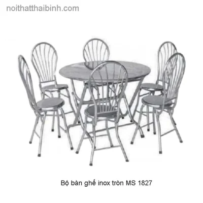 Bộ bàn ghế inox tròn 6 ghế tựa MS 1827