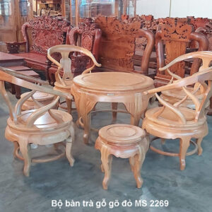 Bộ bàn trà gỗ gõ đỏ MS 2269
