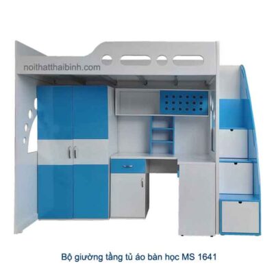 Bộ giường tầng bàn học tủ áo MS 1641