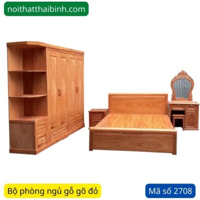 Bộ phòng ngủ gỗ gõ đỏ hiện đại MS 2708