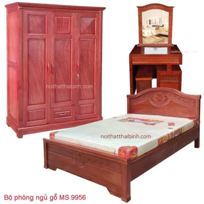 Bộ phòng ngủ gỗ gội tự nhiên MS 9956 Giá bộ = 28.600.000 đ