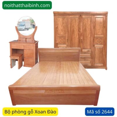 Bộ phòng ngủ gỗ xoan đào đẹp MS 2644