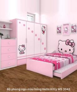 Bộ phòng ngủ màu hồng Hello Kitty MS 3042