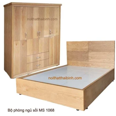 Bộ phòng ngủ vân gỗ sồi đẹp MS 1068 Giá bán = 12.000.000 đ