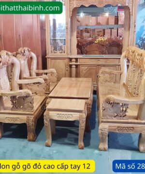 Bộ salon gỗ gõ đỏ tay 12 MS 2819