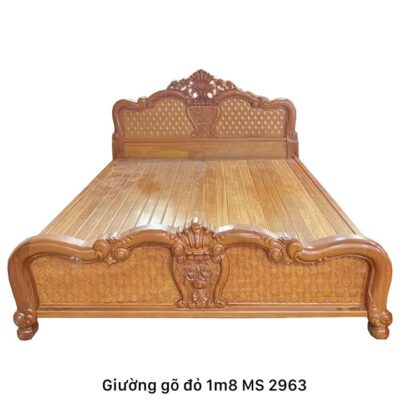 Giường gõ đỏ 1m8 MS 2963