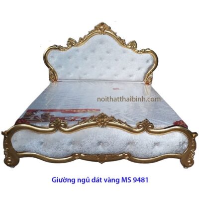 Giường ngủ dát vàng cao cấp MS 9481 Giá 1m8 = 19.000.000