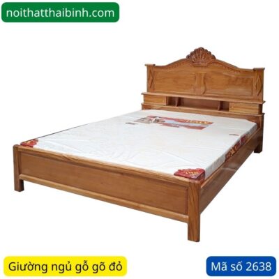 Giường ngủ gỗ gõ đỏ 1m6 MS 2638