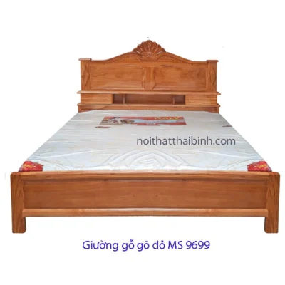 Giường ngủ gỗ gõ đỏ MS 9699 Giá 1m6 = 13.500.000 - Tặng 1 tấm nệm cao su non American 