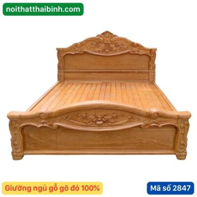 Giường gõ đỏ 1m6 MS 2847