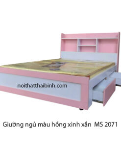 Giường ngủ màu hồng trẻ em MS 2071