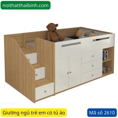 Giường ngủ trẻ em có tủ áo MS 2610