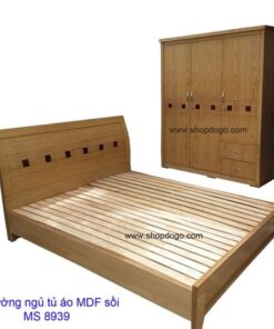 Giường ngủ tủ áo mdf sồi MS 8939 Giá : giường 1m6 = 3.800.000  Tủ 1m6 = 6.000.000