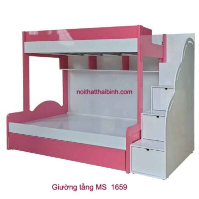 Giường tầng đẹp màu hồng MS 1659 Giá bán= 15,500,000đ giảm còn= 13,500,000đ