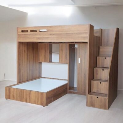 Giường tầng kết hợp tủ quần áo MS 3087