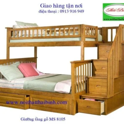 Giường tầng gỗ tự nhiên MS : 8105 - Giá : 17.500.000đ