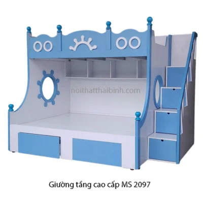 Giường tầng bé trai màu xanh MS 2097