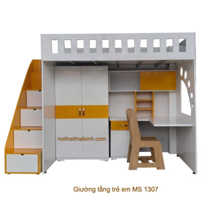 Bộ giường tầng tủ áo bàn học trẻ em MS 1307 Giá bán = 16.000.000đ giảm còn = 14.000.000đ