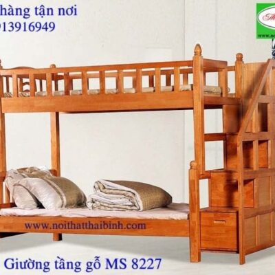 Giường tầng gỗ tự nhiên MS : 8227 Giá : 1m2 - 0m90 = 16.500.000