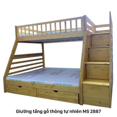 Giường tầng gỗ tự nhiên đẹp MS 2887