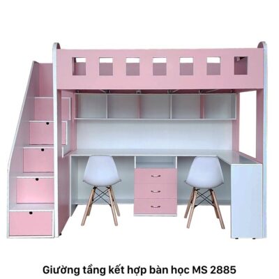 Giường tầng kết hợp bàn học cho bé MS 2885