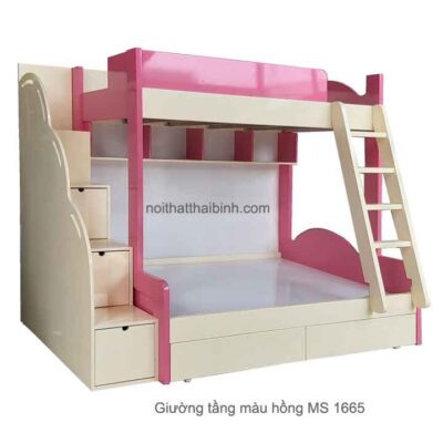 Giường tầng màu hồng MS 1665 Giá bán= 15,500,000đ giảm còn= 13,500,000đ