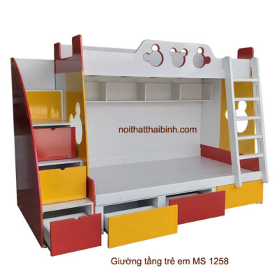 Giường tầng cho bé trai và gái MS 1258 Giá bán = 15.500.000đ giảm còn = 13.500.000đ