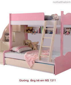 Giường tầng cho bé đẹp màu hồng MS 1311 Giá bán = 15.500.000đ giảm còn = 13.500.000đ